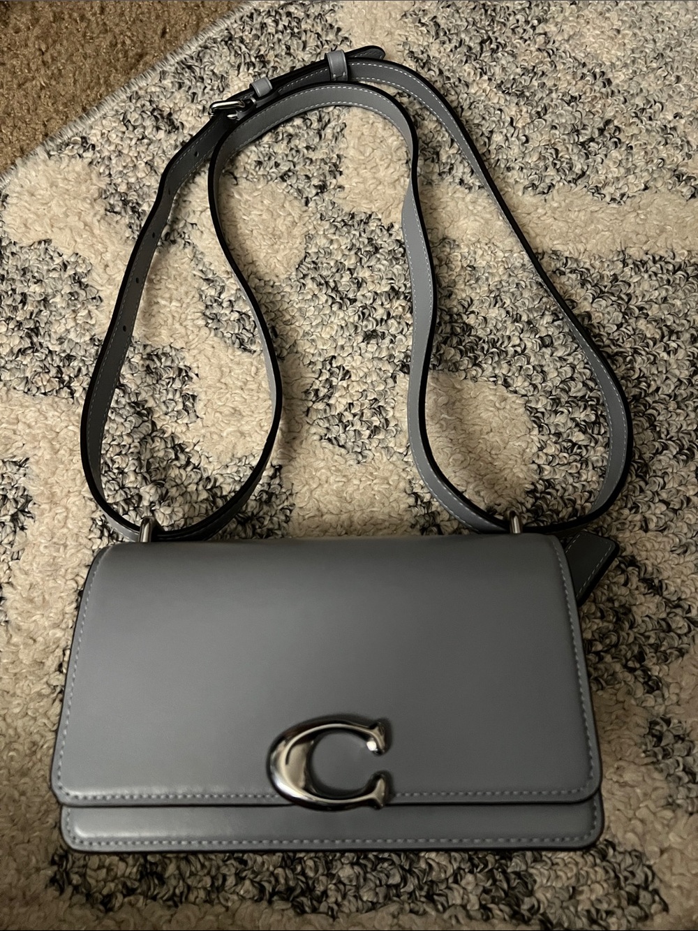 Bandit Coach Turnlock Leather Crossbody Bag in Gray